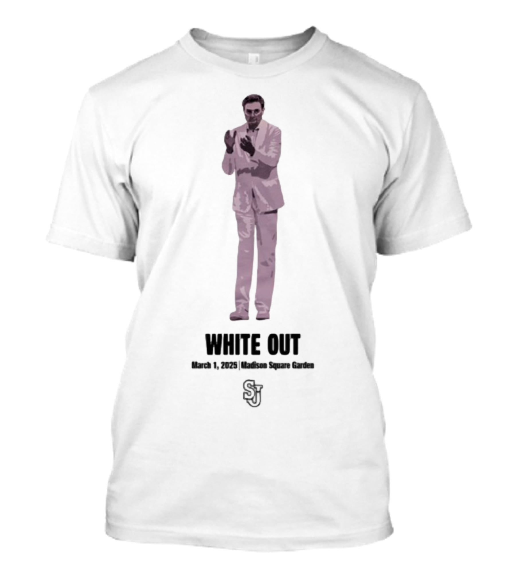 White Out March 1 2025 Madison Square Garden SJ Logo T-Shirt