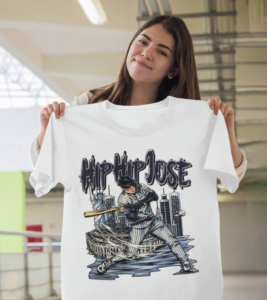 Hip Hip Jose New York Yankees Statue of Liberty Baseball Player Comic Style T-Shirt