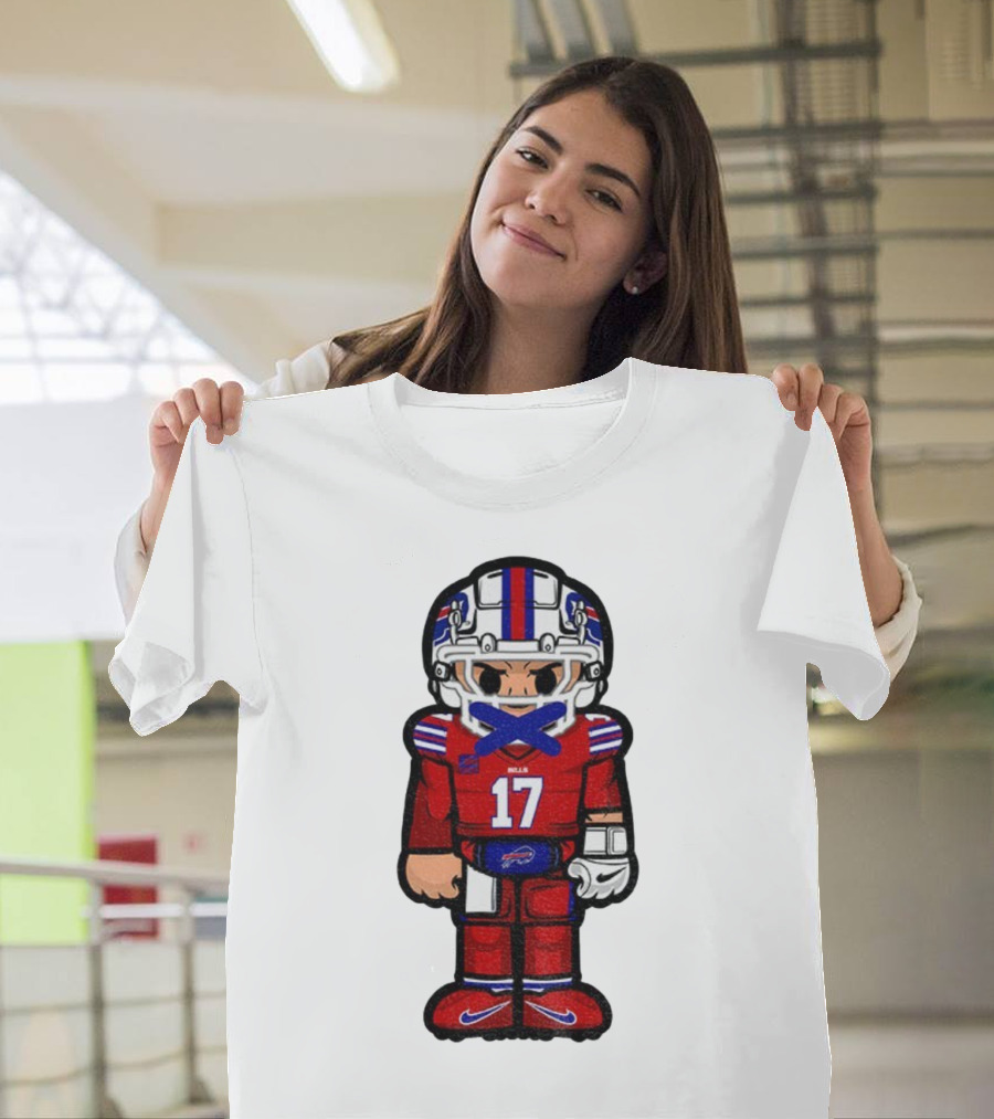 Buffalo Bills Josh Allen Cartoon NFL Football 2025 Number 17 T-Shirt