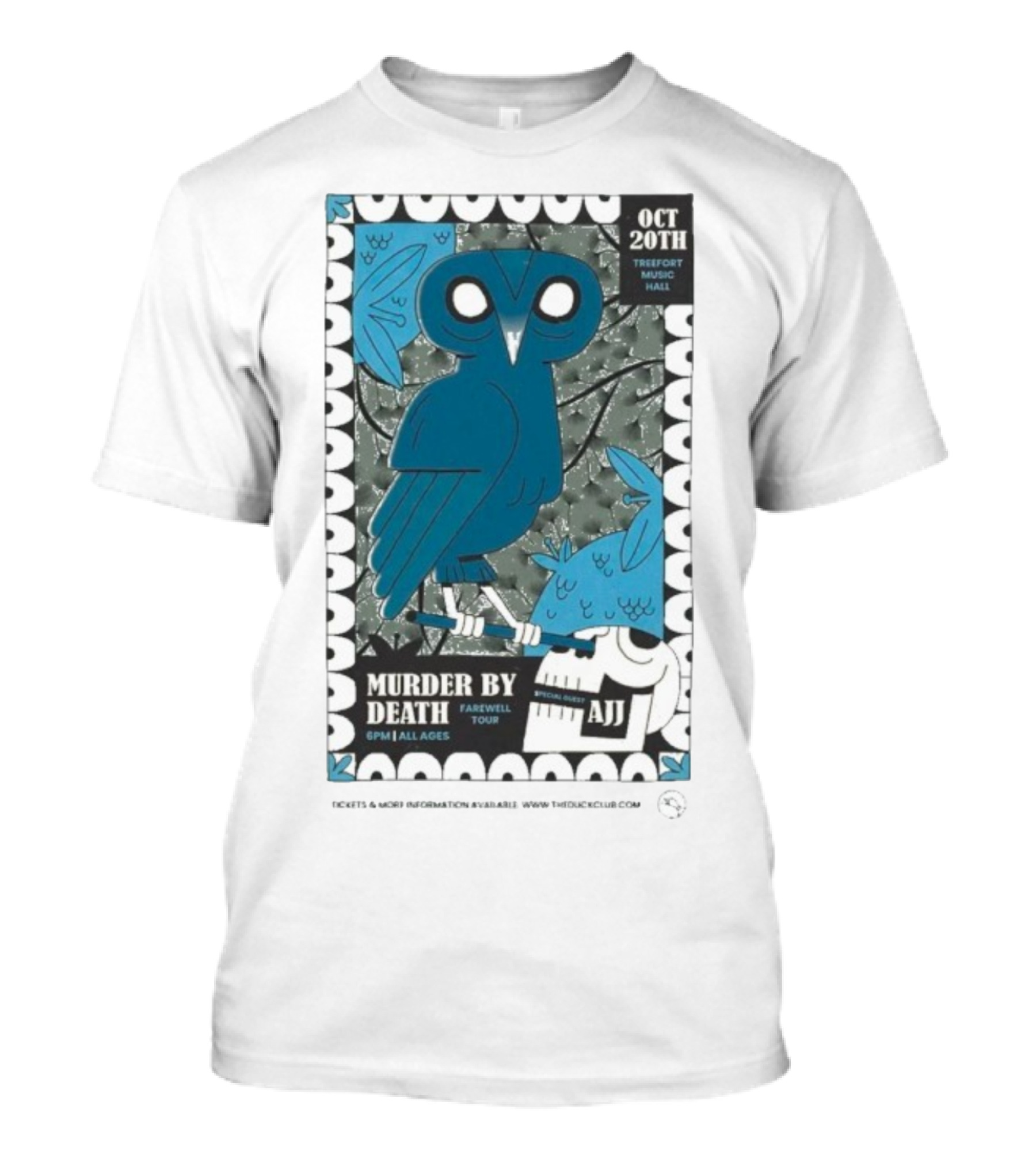 Murder By Death Farewell Tour Treefort Music Hall Boise October 20th AJJ Special Guest Owl Art T-Shirt