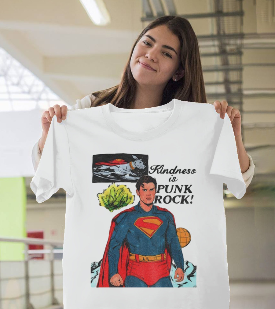 Superman DC Kindness Is Punk Rock Krypton Dog Caped Hero T-Shirt