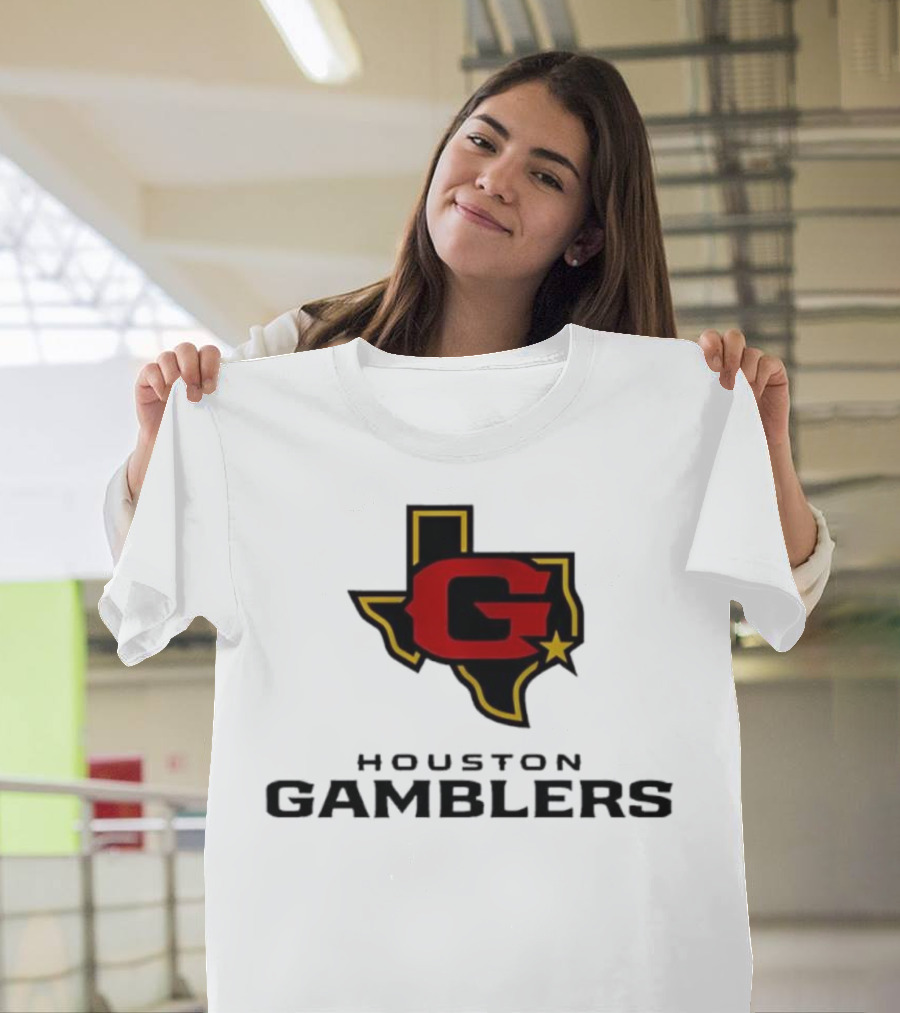 Houston Gamblers Texas Outline G Star Emblem T-Shirt
