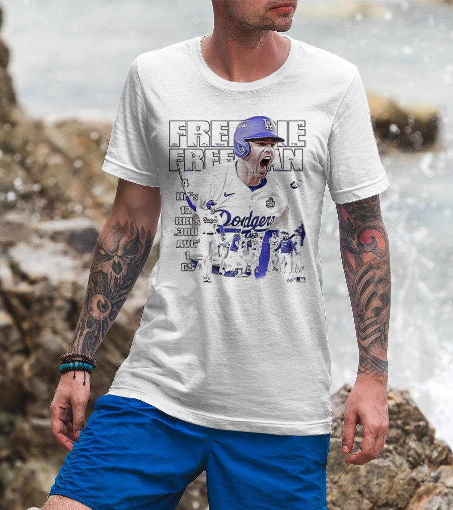 Los Angeles Dodgers Freddie Freeman HR 12 RBIs 300 AVG 1 GS T-Shirt