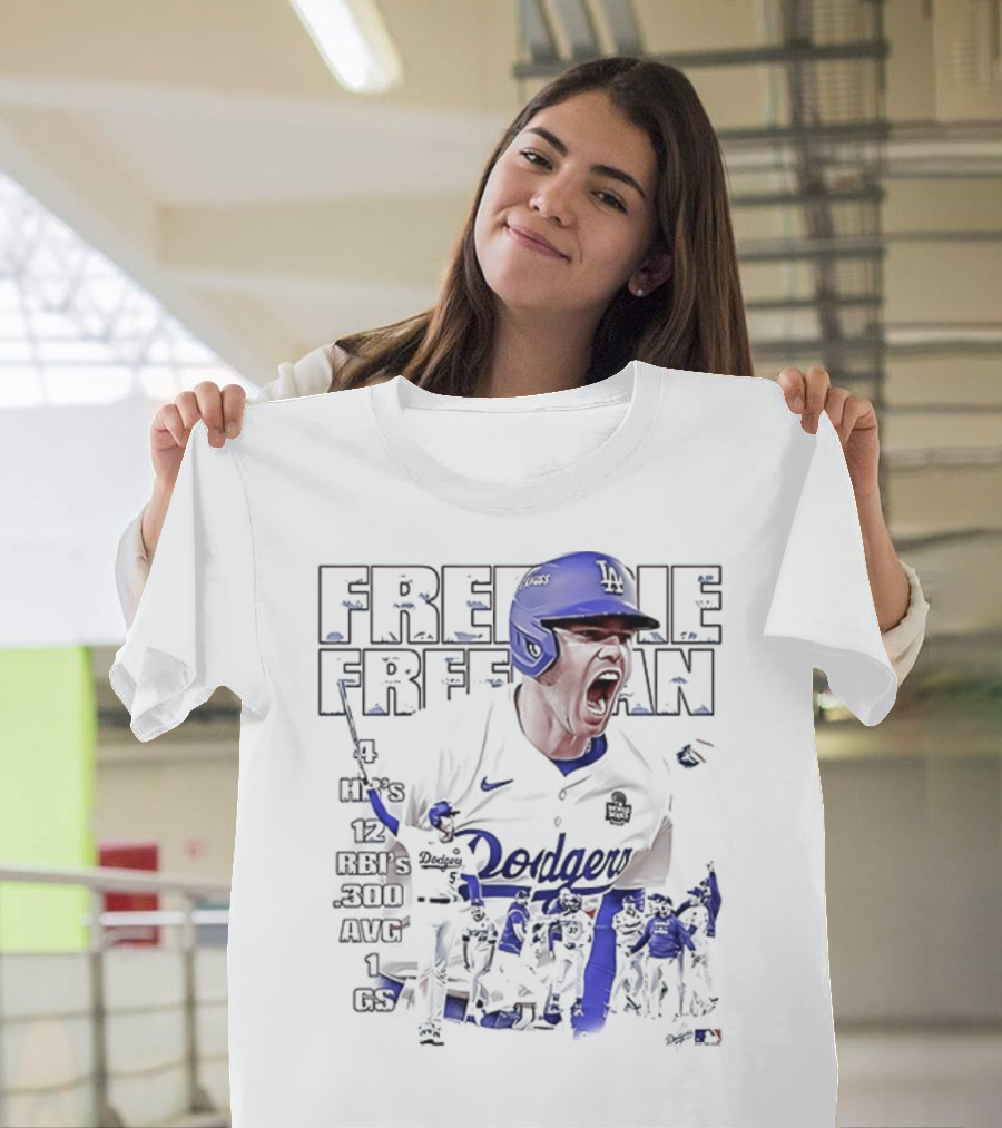 Los Angeles Dodgers Freddie Freeman HR 12 RBIs 300 AVG 1 GS T-Shirt