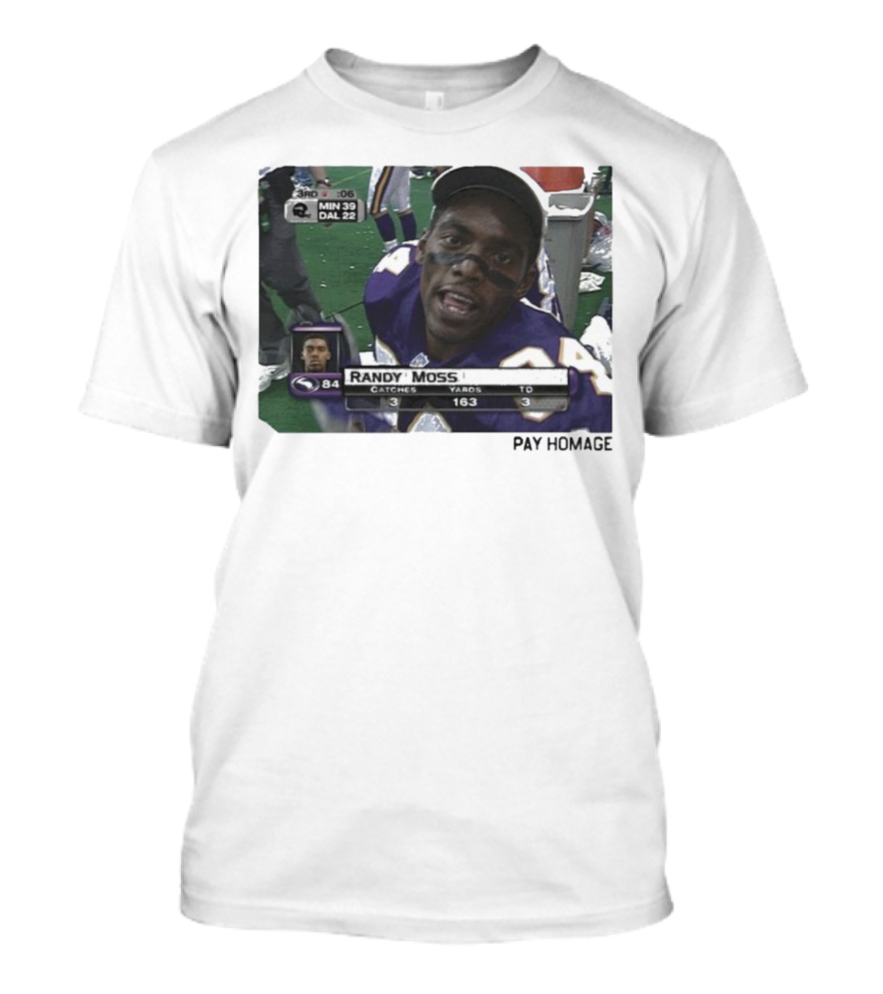 Randy Moss Minnesota Vikings 84 Pay Homage Catches Yards TO T-Shirt