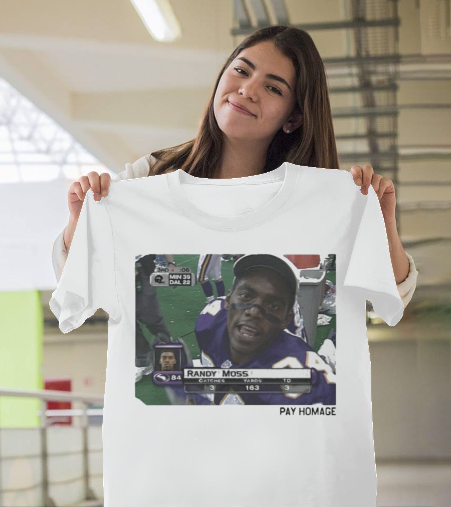 Randy Moss Minnesota Vikings 84 Pay Homage Catches Yards TO T-Shirt
