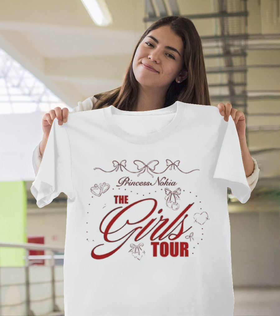 Princess Nokia The Girls Tour 2025 Hearts And Bows Design T-Shirt