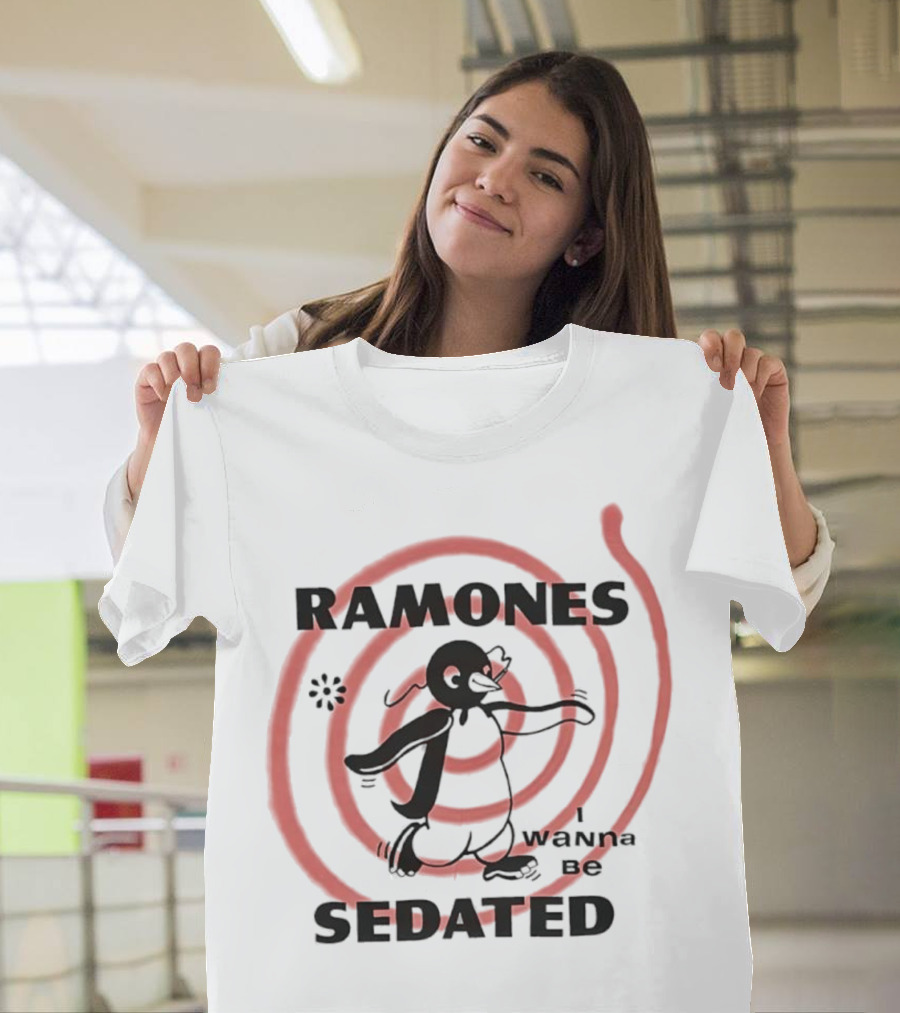Ramones I Wanna Be Sedated Spiraling Cartoon Character T-Shirt
