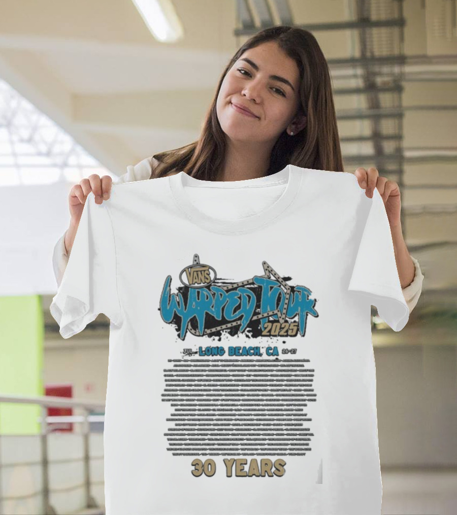 Vans Warped Tour 2025 Long Beach CA 30 Years Lineup T-Shirt