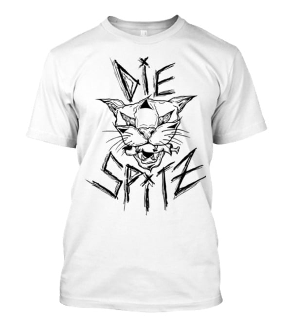 Diespitz Cat Visage Feline Face Black Graphic T-Shirt