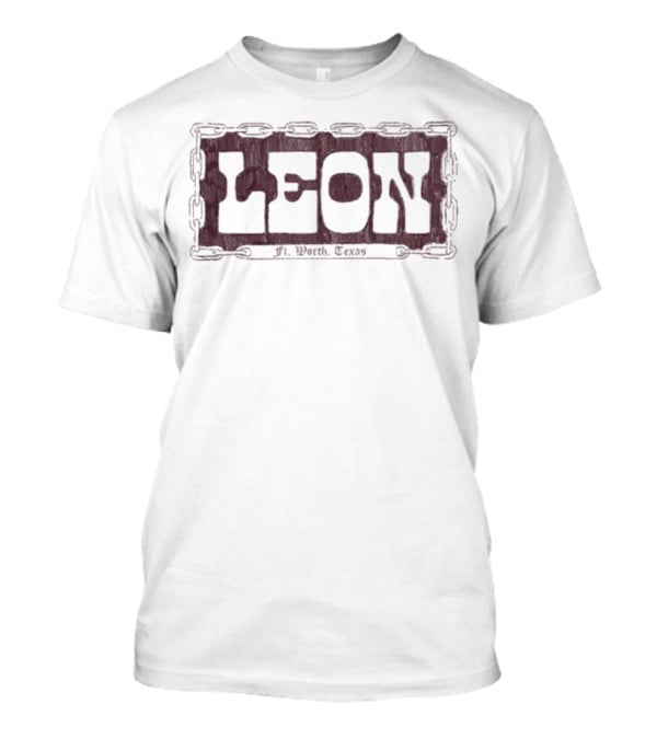 LEON Fort Worth Texas License Plate Chain Style T-Shirt