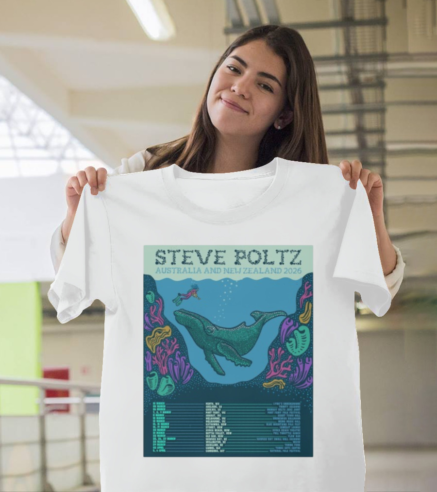 Steve Poltz Australia New Zealand Tour 2026 Concert Dates Underwater Theme T-Shirt