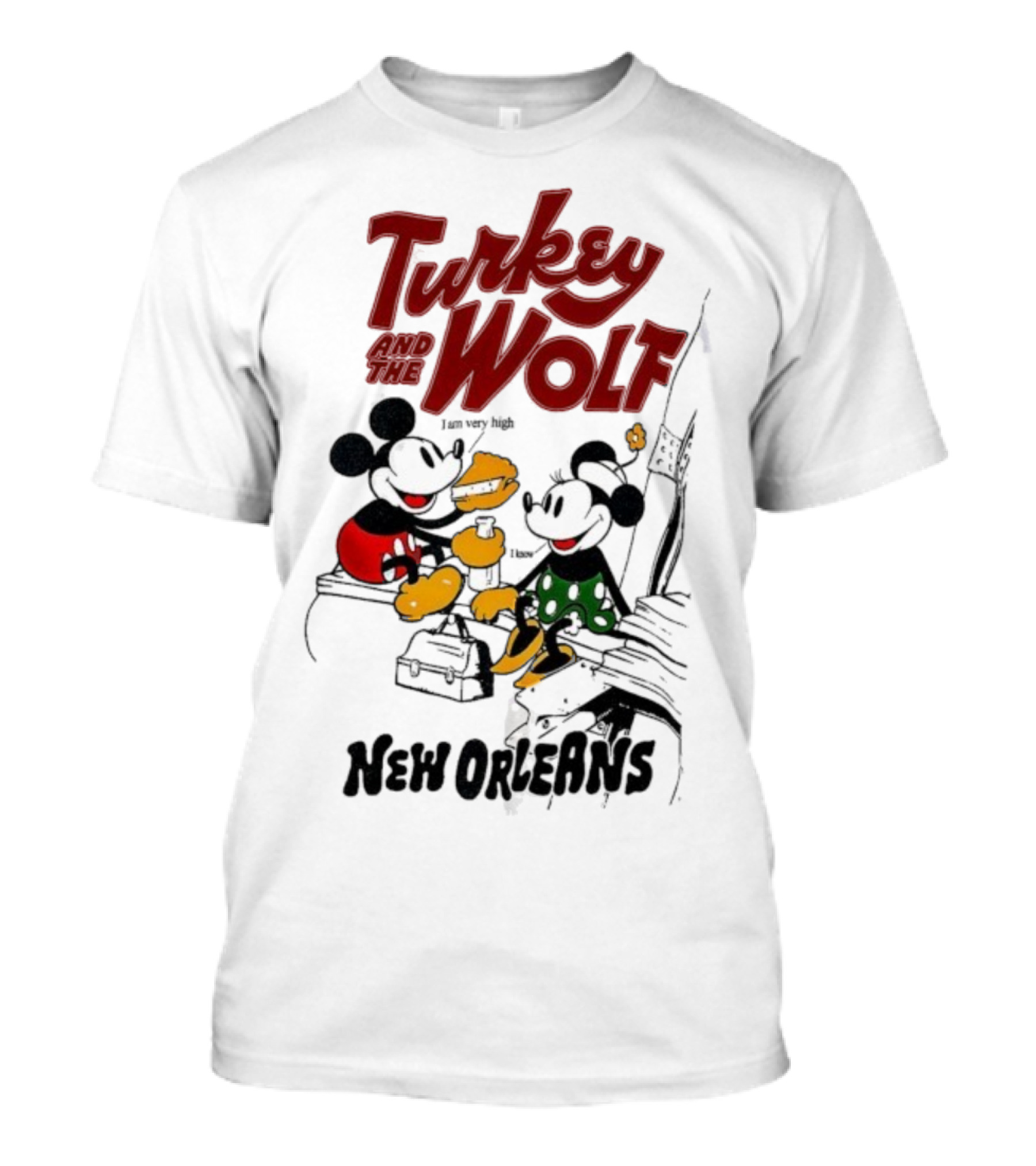 Turkey And The Wolf Mickey Mouse Minnie Mouse New Orleans Cheese T-Shirt