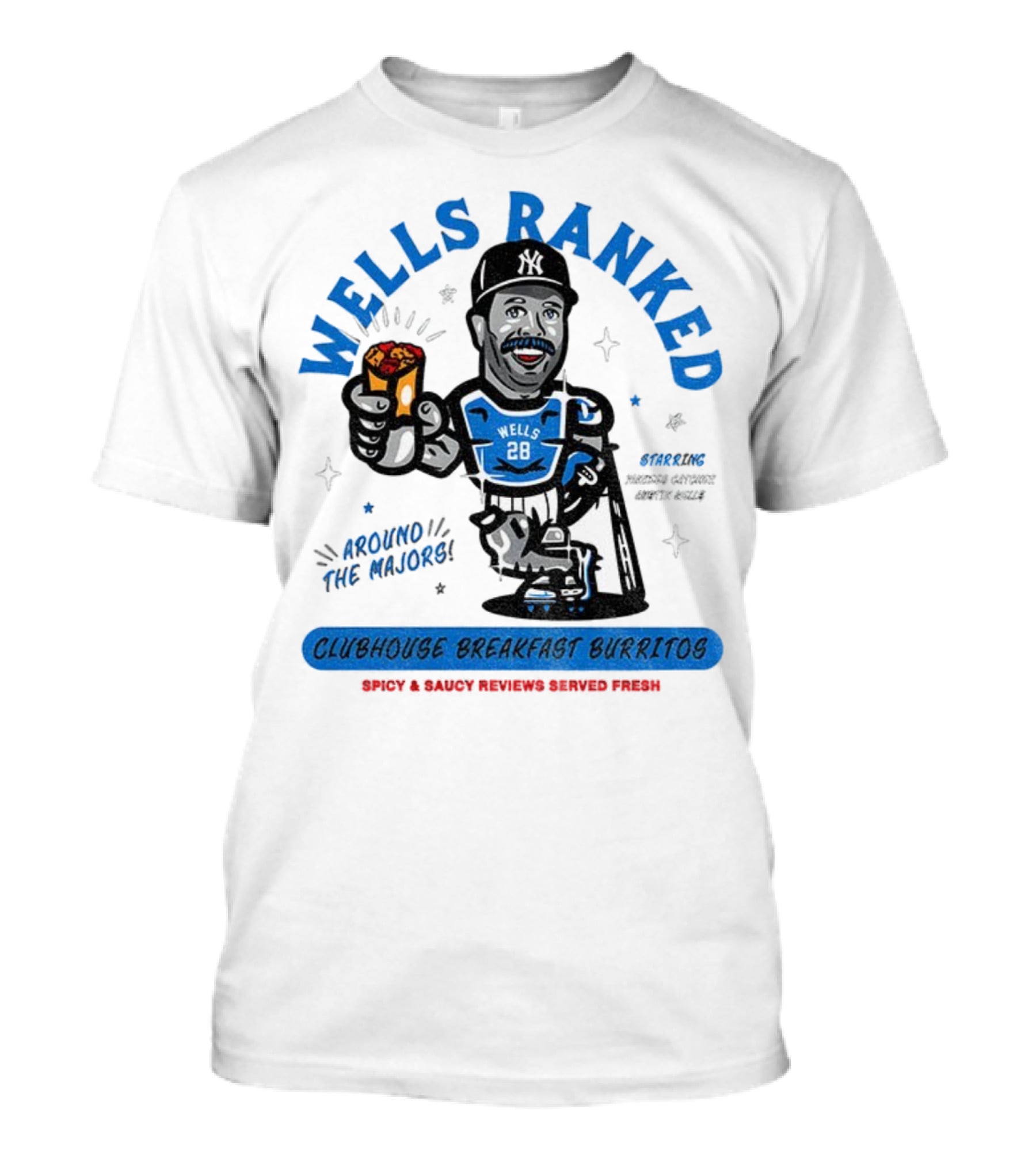 Wells Ranked Vernon Wells Clubhouse Breakfast Burritos New York Yankees Around The Majors T-Shirt