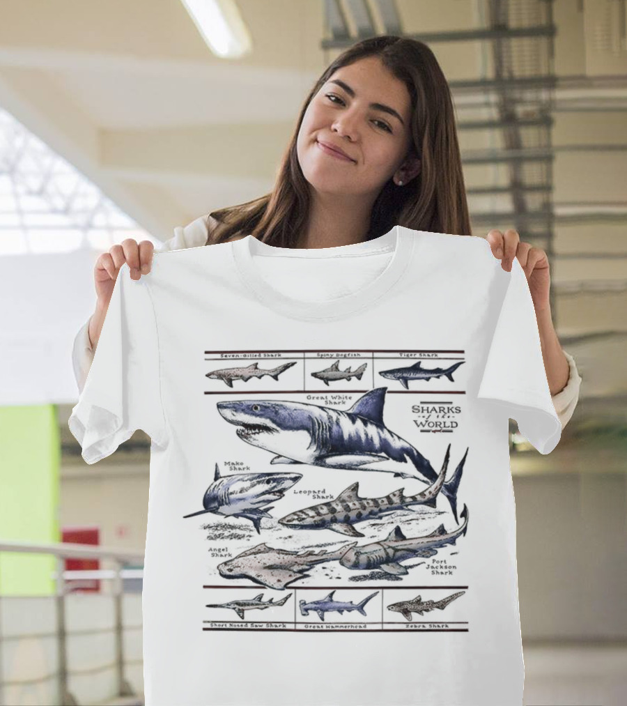 Field Guide Sharks World Marine Life Species Chart T-Shirt