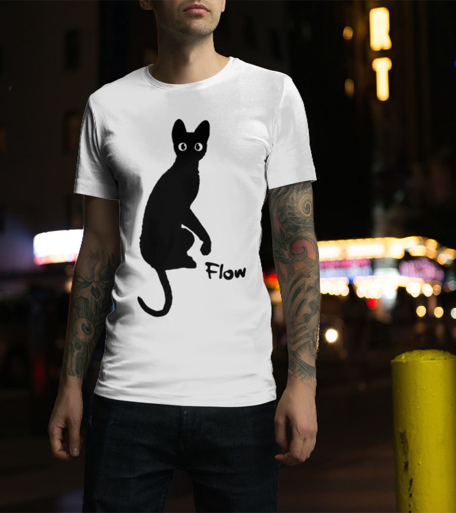 Flow Movie India Ink Cat Silhouette T-Shirt