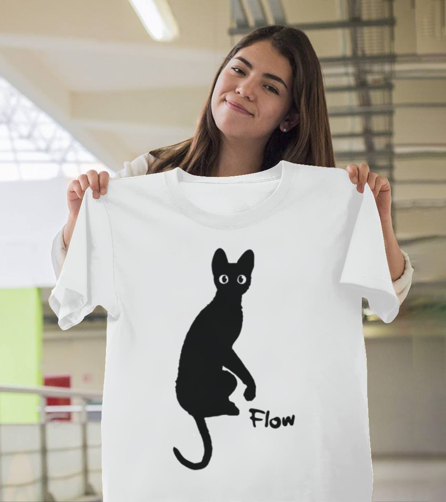 Flow Movie India Ink Cat Silhouette T-Shirt