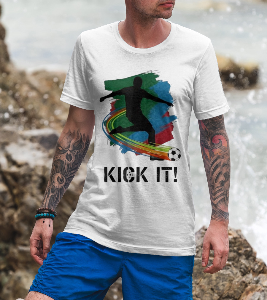 Kick It Soccer Player Rainbow Trail T-Shirt