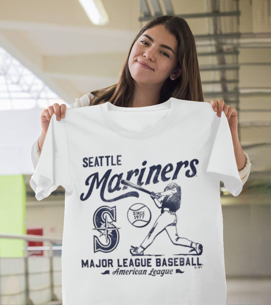 Seattle Mariners Major League Baseball Regional Foundation Slogan Player Silhouette T-Shirt
