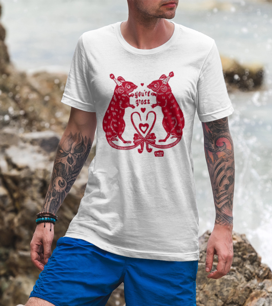 You're Gross Rats Party Hat Love Hearts T-Shirt