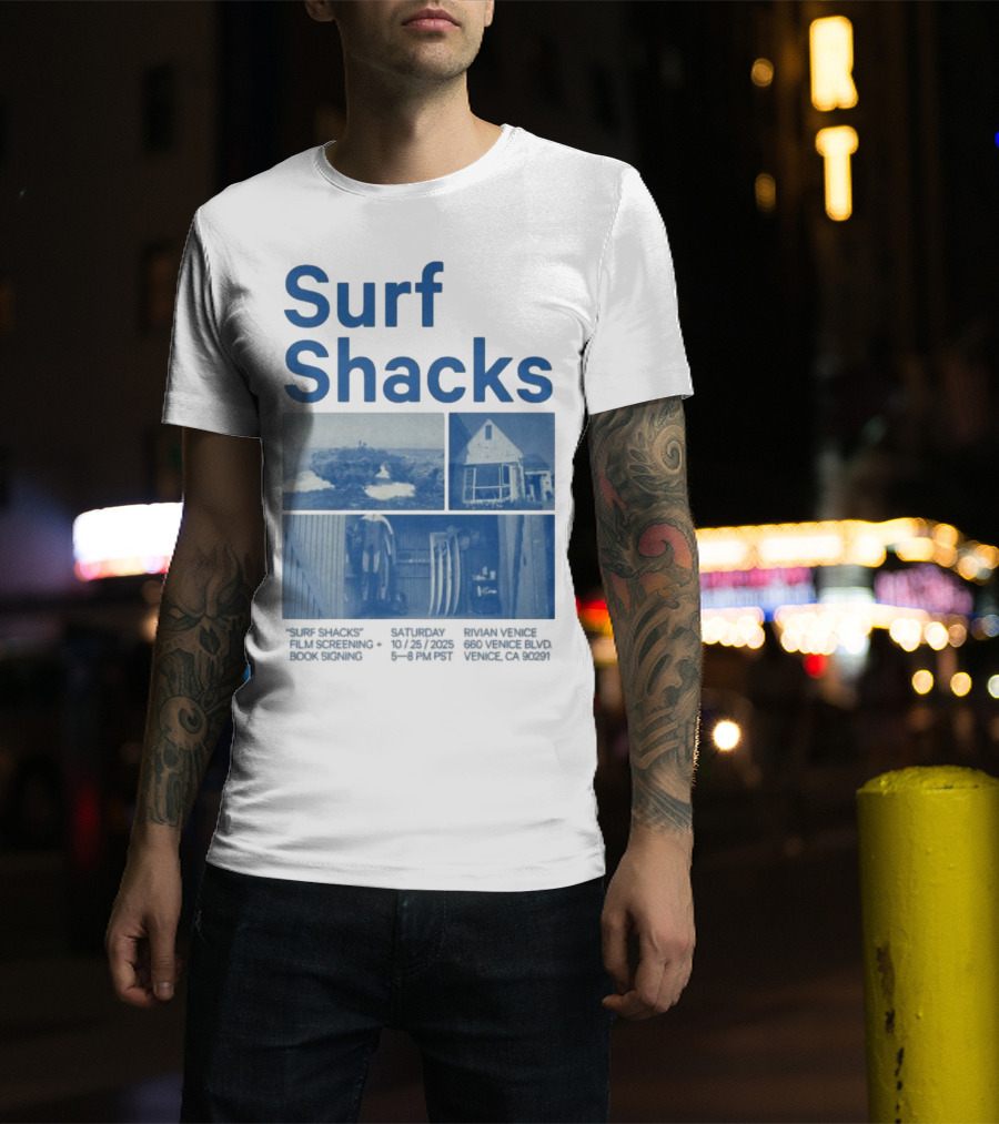 Surf Shacks Oct 25 2025 Venice CA Beach Surfboards Coastal Homes T-Shirt