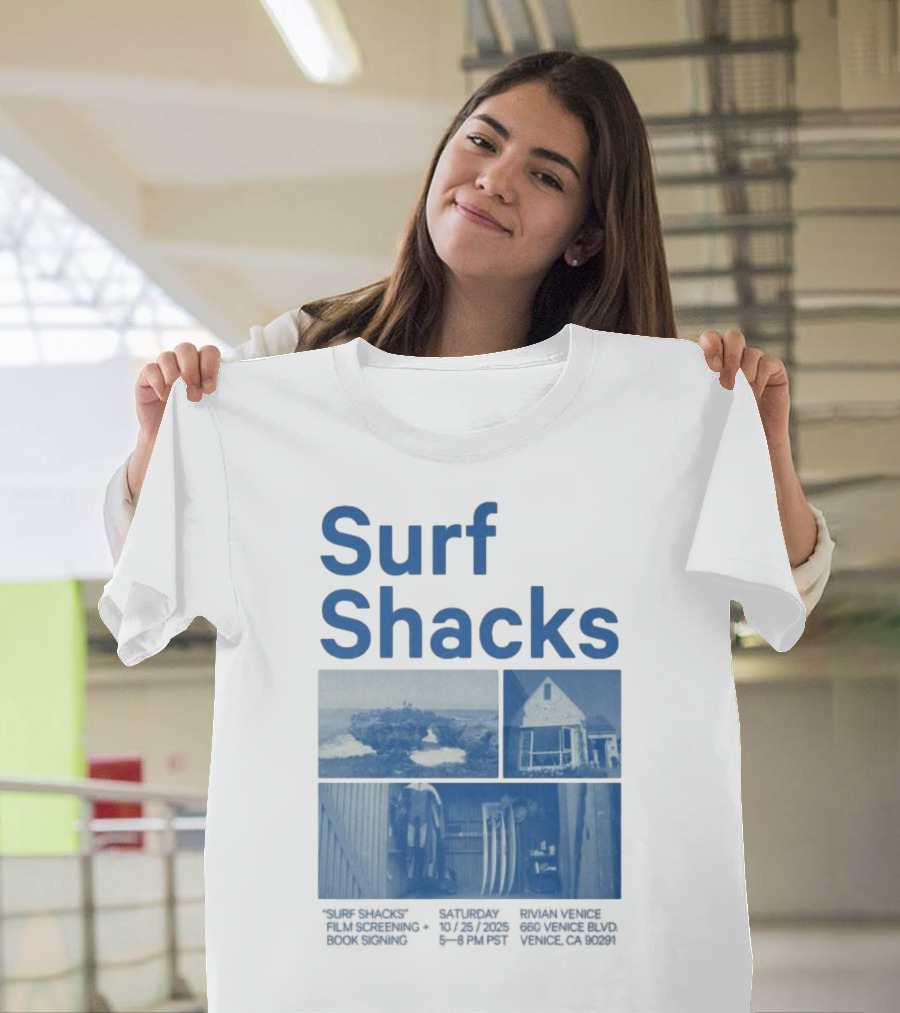 Surf Shacks Oct 25 2025 Venice CA Beach Surfboards Coastal Homes T-Shirt