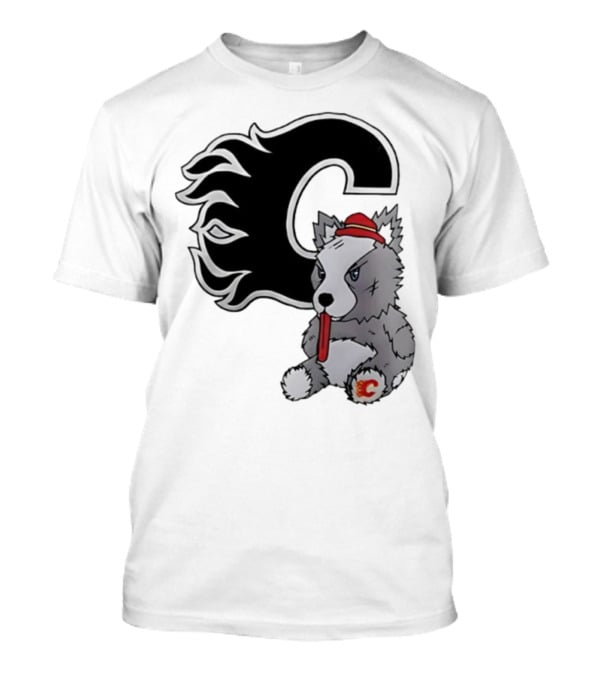 Calgary Flames Harvey The Hound With C Flame Logo T-Shirt