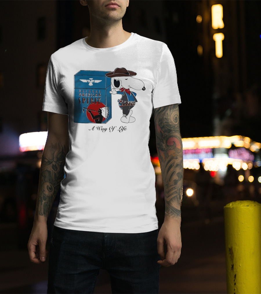 Snoopy Natural American Spirit A Way Of Life Cowboy Blue T-Shirt