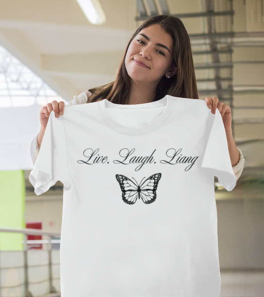 Live Laugh Liang Butterfly Motif T-Shirt