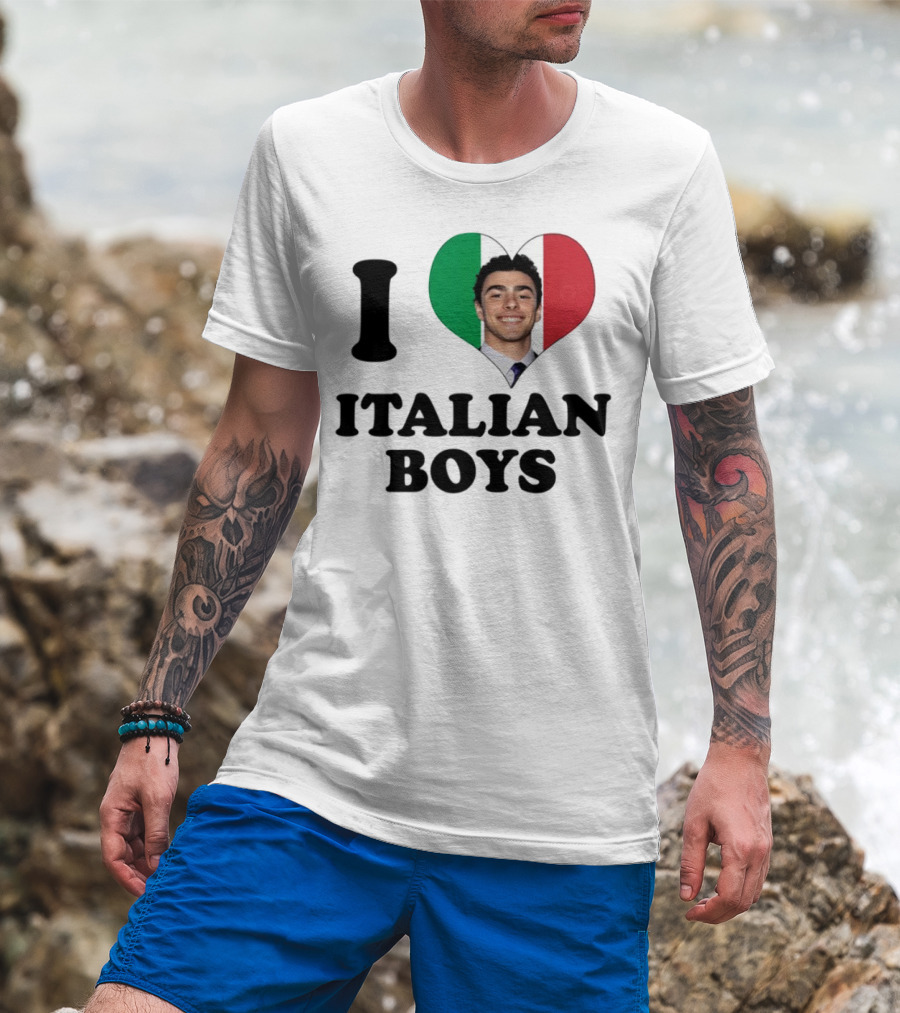 Luici Mangione I Love Italian Boys Heart Italy Flag T-Shirt