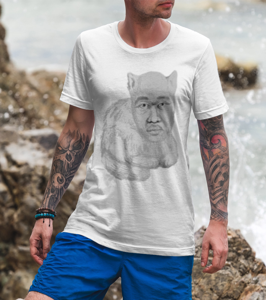 Mcfreakery Cat With Human Face Sketch T-Shirt