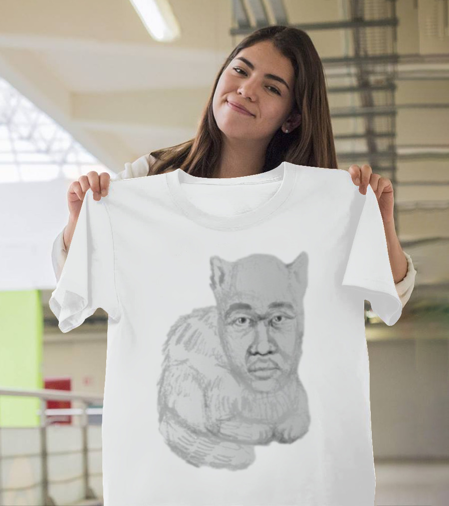 Mcfreakery Cat With Human Face Sketch T-Shirt
