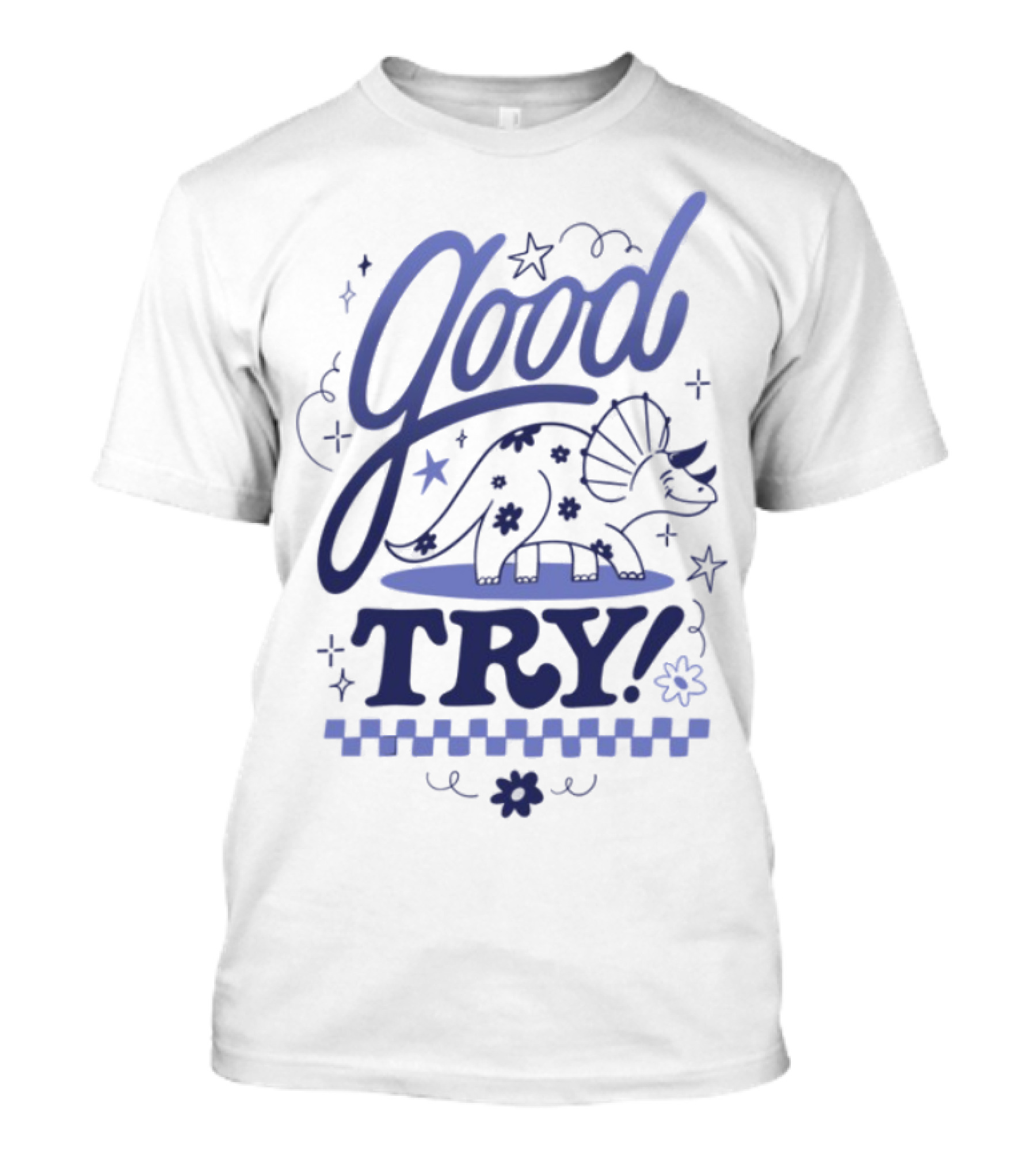 Good Try Dinosaur Stars Retro Theme T-Shirt