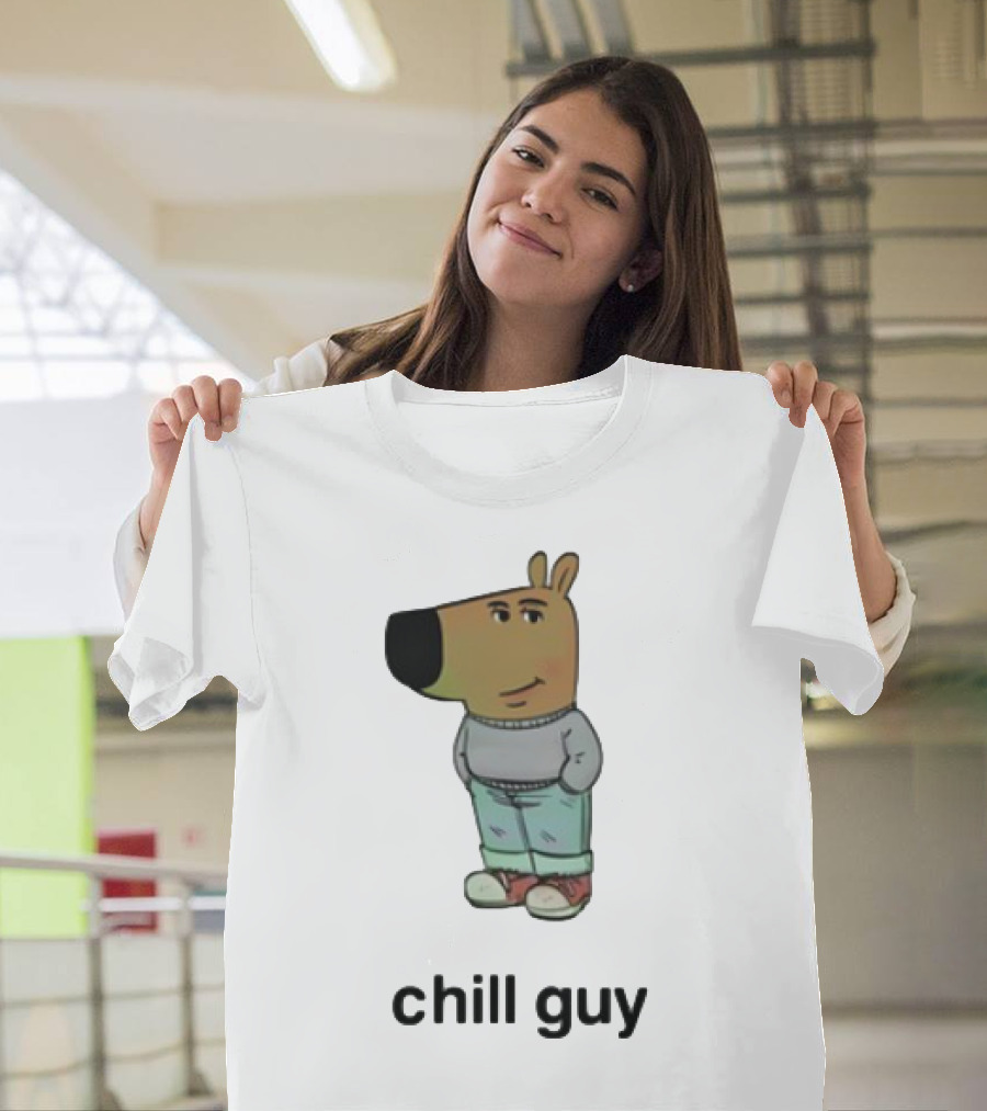 Chill Guy Cartoon Character Casual Style T-Shirt