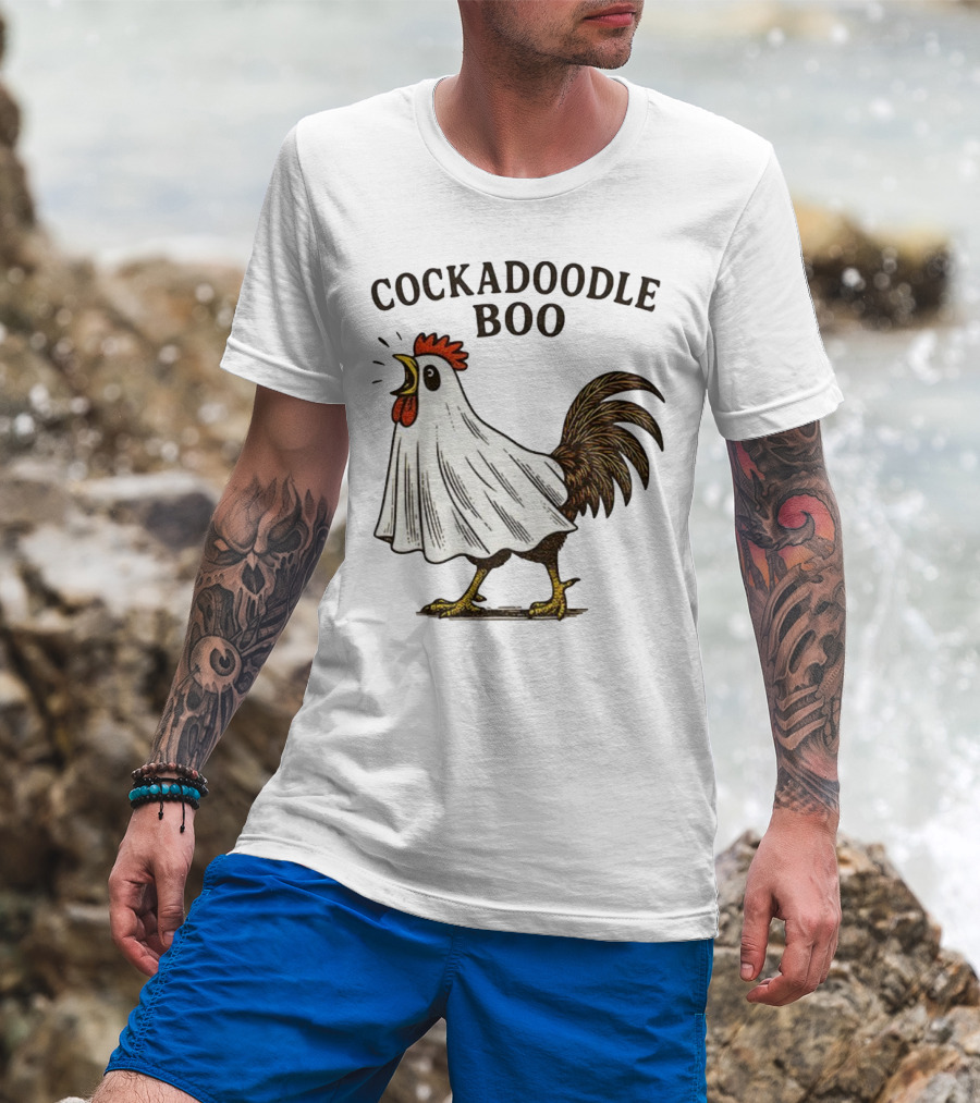 Cockadoodle Boo Ghost Rooster Halloween 2025 T-Shirt