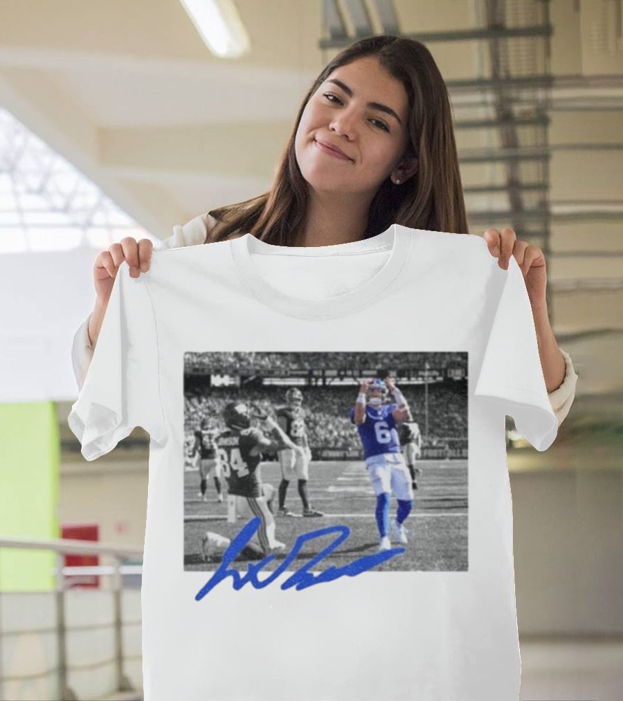 Jaxson Dart Touchdown Celebration New York Football Fan 84 Signature T-Shirt