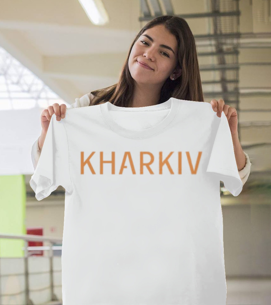 Kharkiv Bold Orange Text Style Graphic Apparel Ukraine Theme T-Shirt