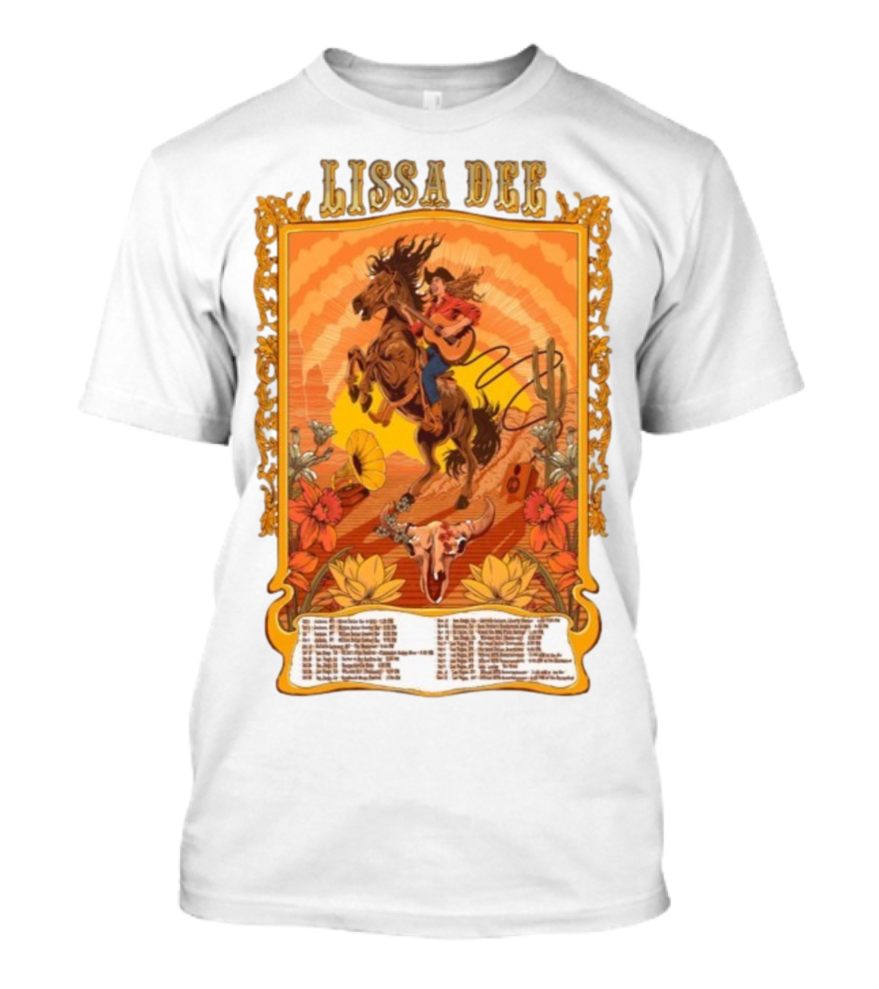 Lissa Dee Horseback Rider Guitar Sunset October November December Tour 2025 T-Shirt