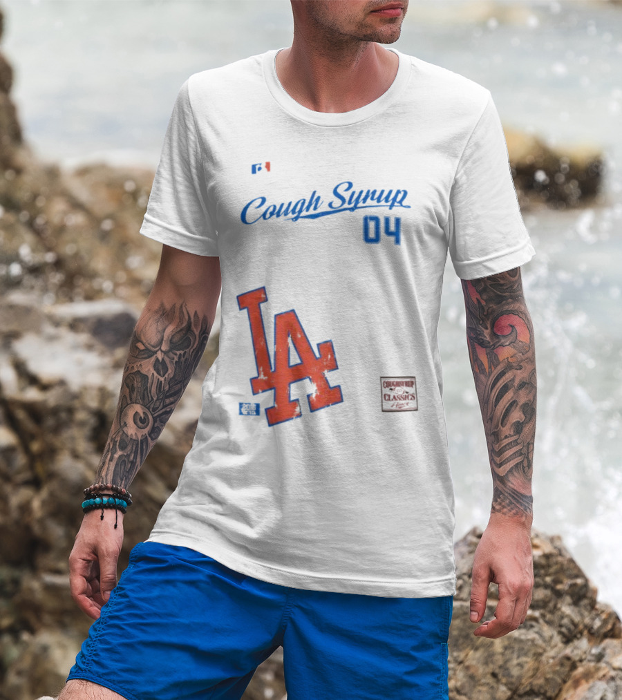 Cough Syrup 04 Los Angeles Dodgers LA Logo Baseball T-Shirt