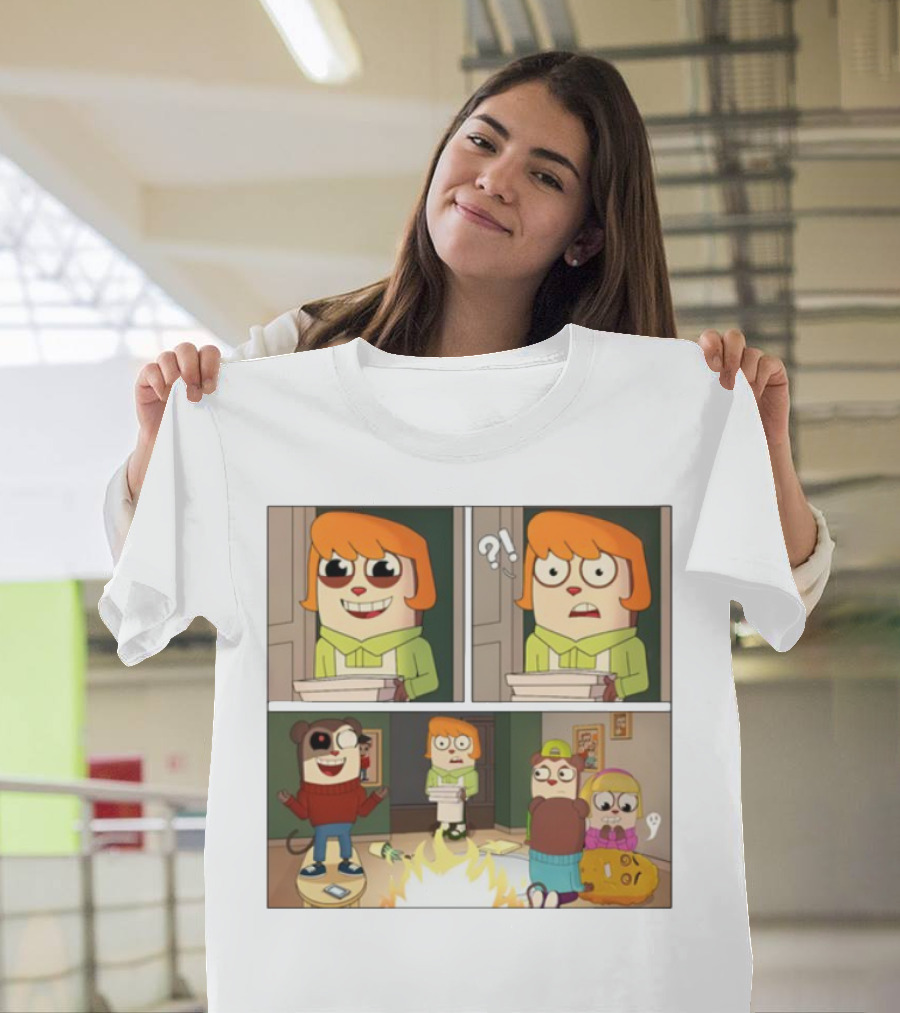 Maxdesignpro Cartoon Pizza Delivery Surprise Comic Strip T-Shirt