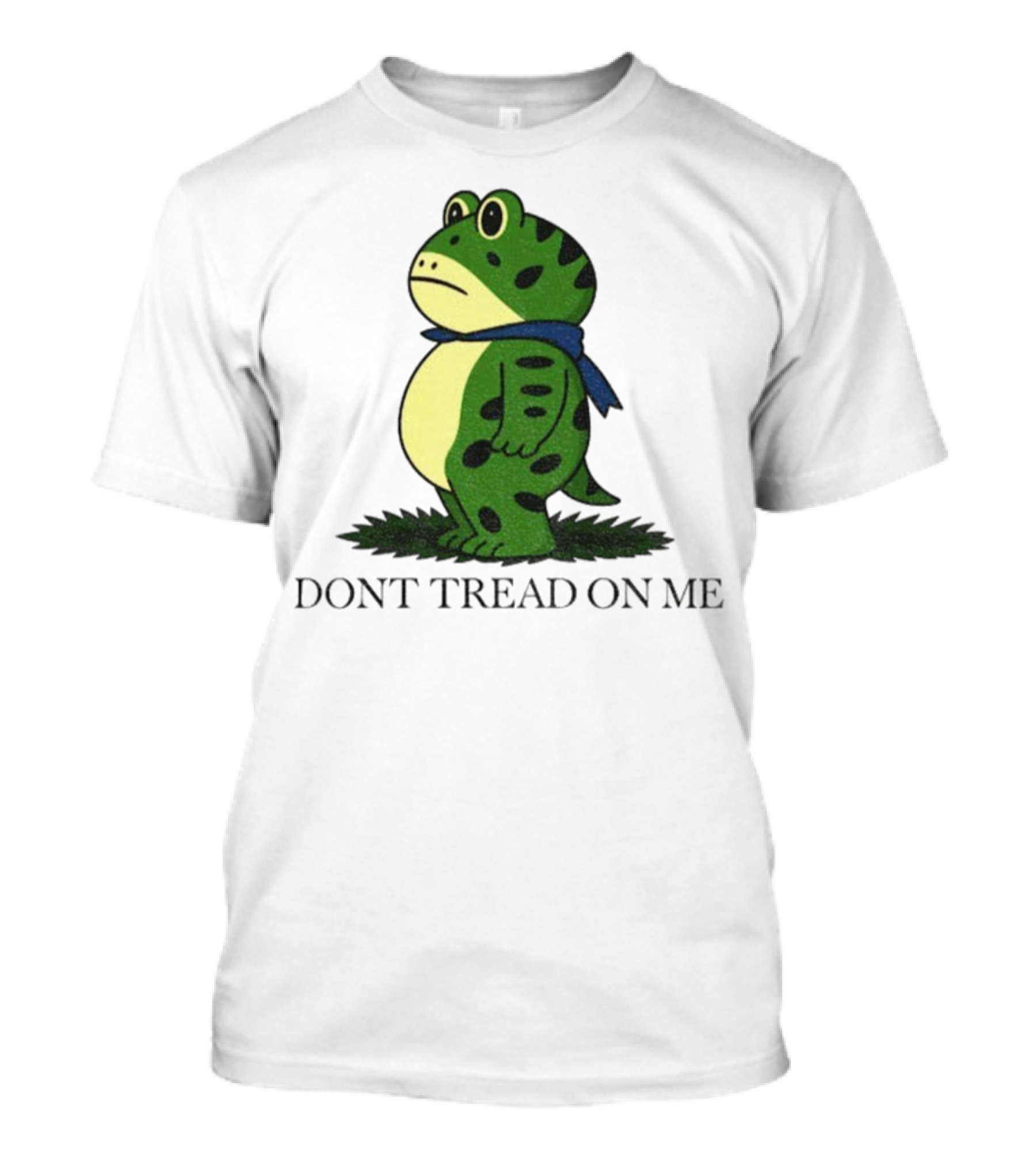 Portland Frog Don't Tread On Me Funny Protest Comic Style Green Frog With Blue Scarf T-Shirt