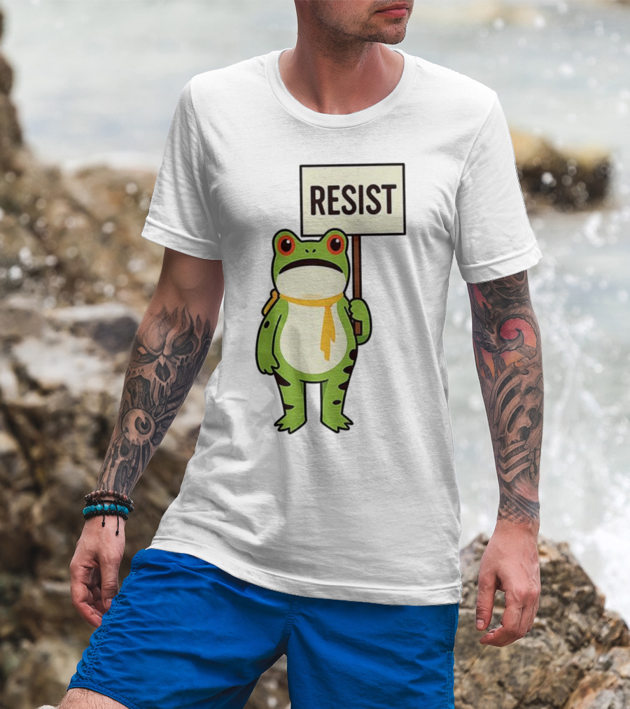 Resist Portland Frog Protest Anti ICE Sign T-Shirt