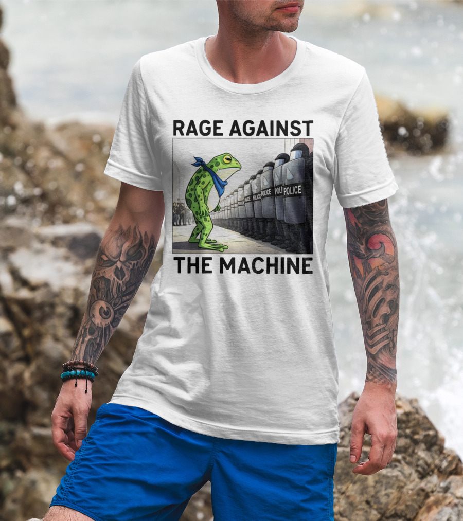 Rage Against The Machine Portland Frog Police Anti-Fascism Vintage T-Shirt