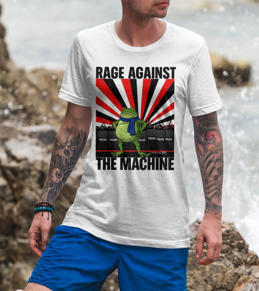 Rage Against The Machine Portland Frog Police 2025 Anti Trump Vintage T-Shirt