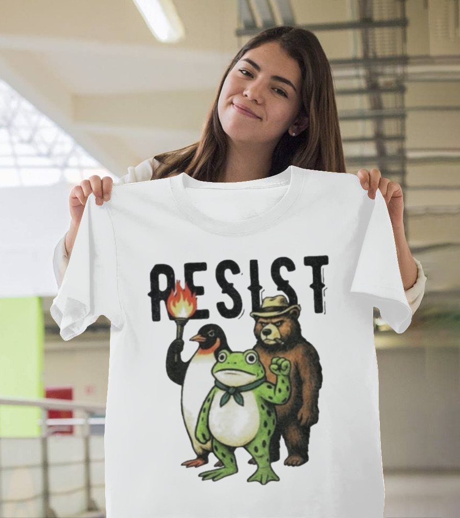 Resist Portland Frog Penguin Bear Abolish Ice T-Shirt