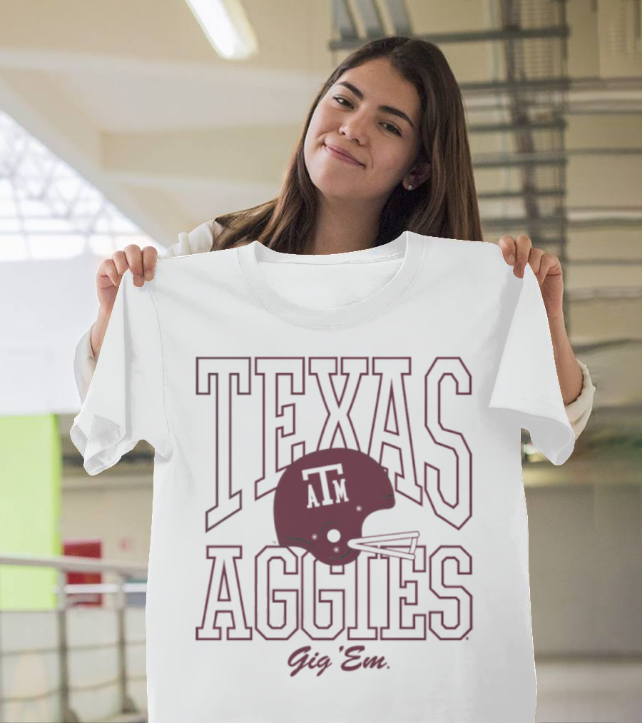 Texas A&M Aggies Gig 'Em 1975 Football Helmet A&M T-Shirt