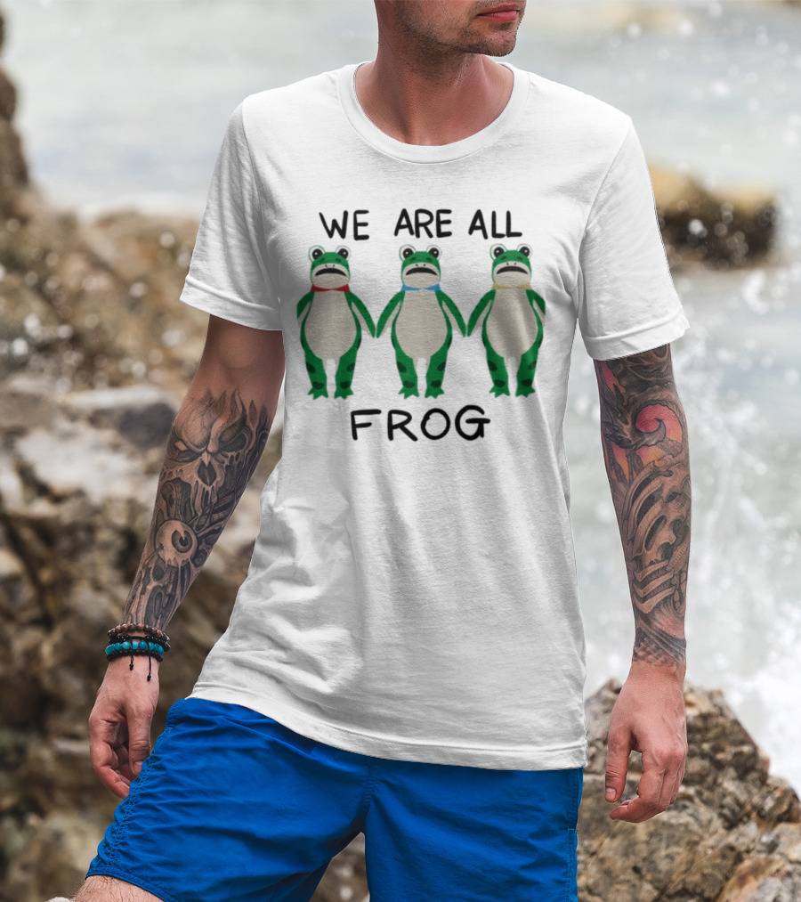 We Are All Frog Portland Trio Fun Quirky Green Frog Characters T-Shirt