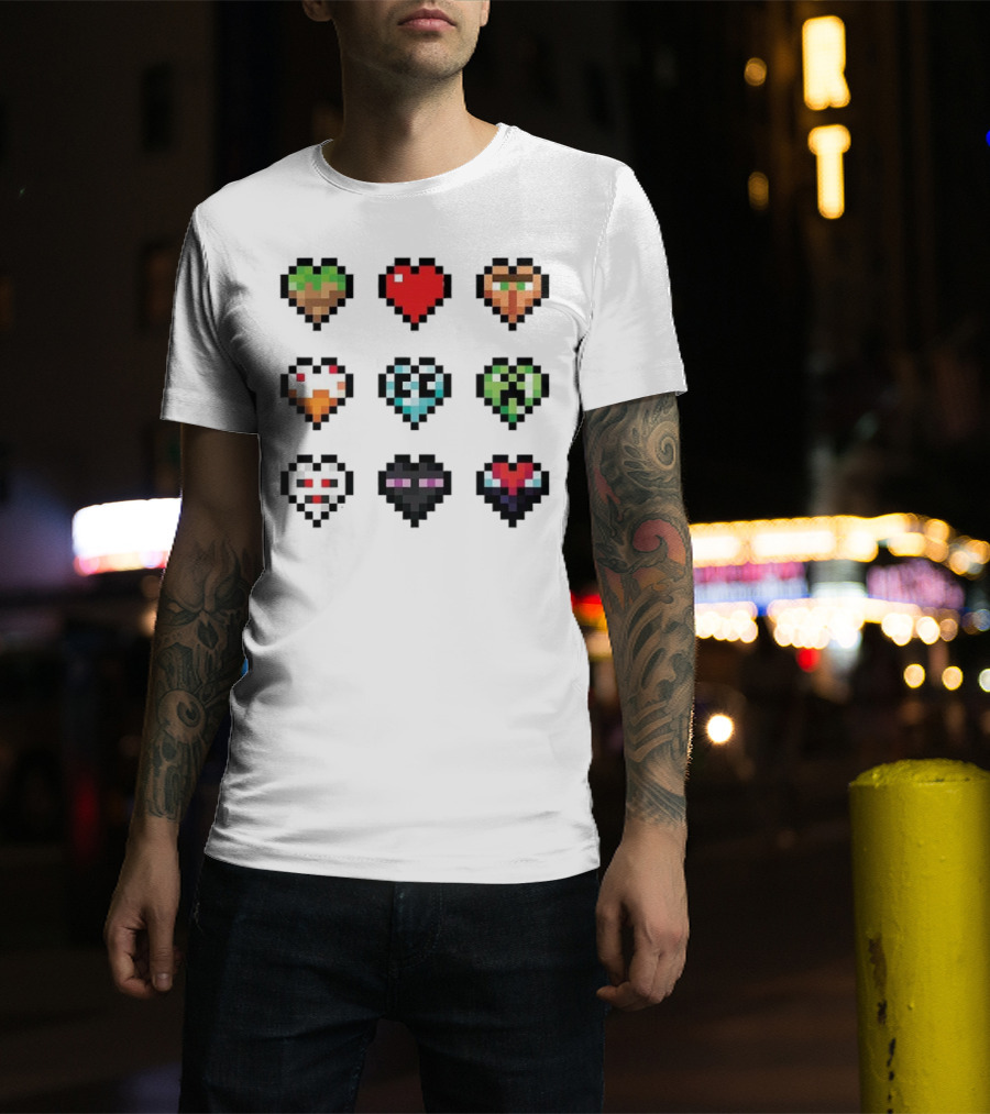 Pixelated Craftee’s Hearts Icons Collection T-Shirt