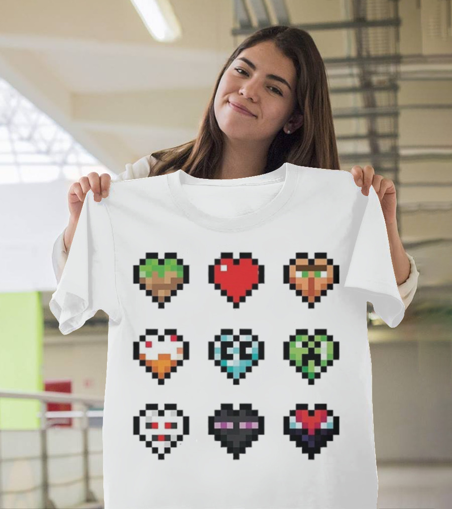 Pixelated Craftee’s Hearts Icons Collection T-Shirt