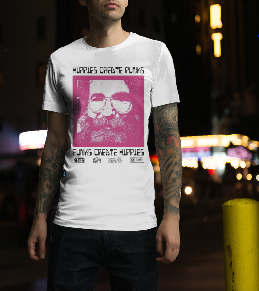 Hippies Create Punks Punks Create Hippies Heads Iconic Beard Glare T-Shirt